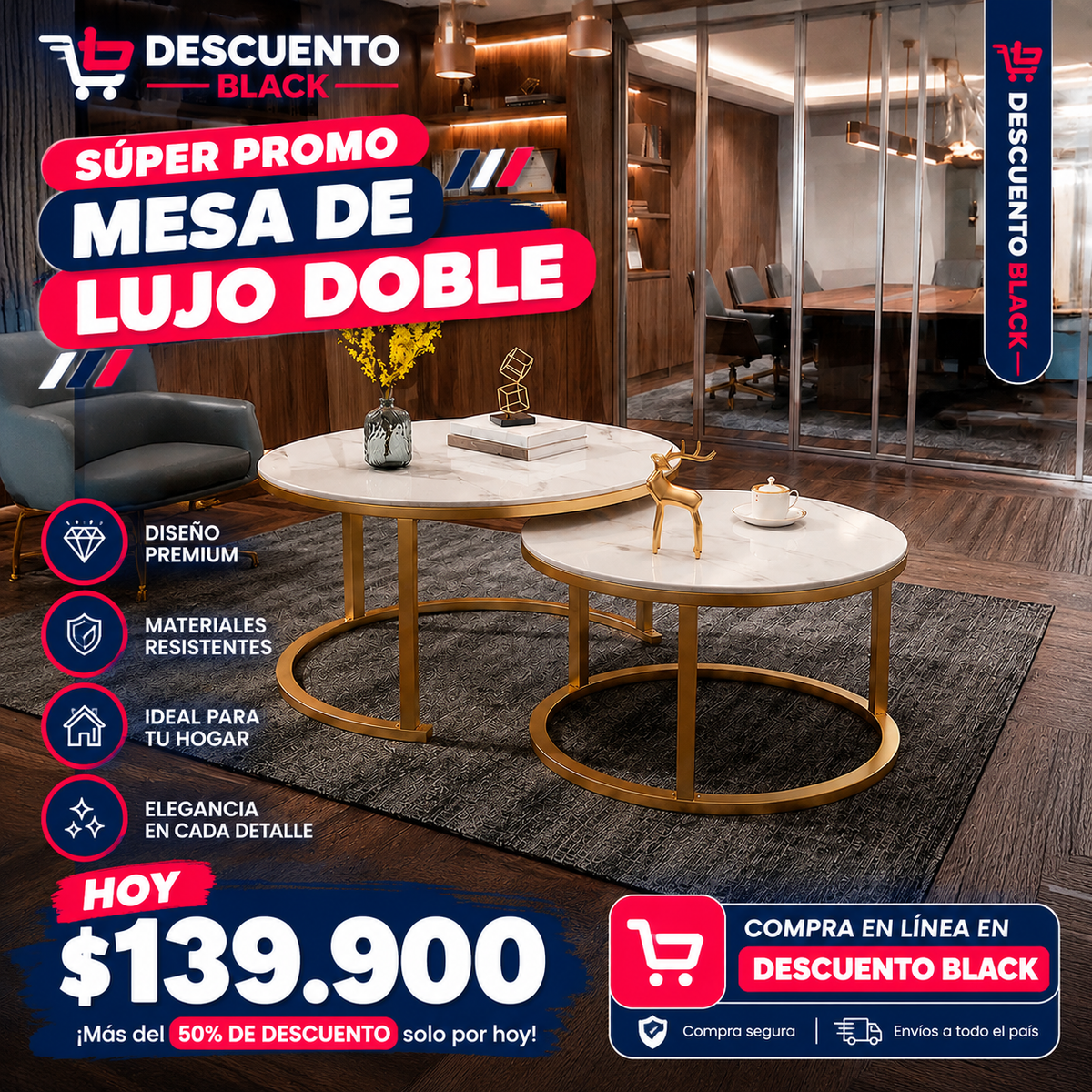 MESA DOBLE DE LUJO